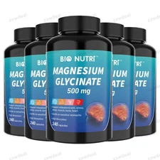 BIO NUTRI Magnesium Glycinate 500mg - 240 Capsules for Stress & Anxiety Relief
