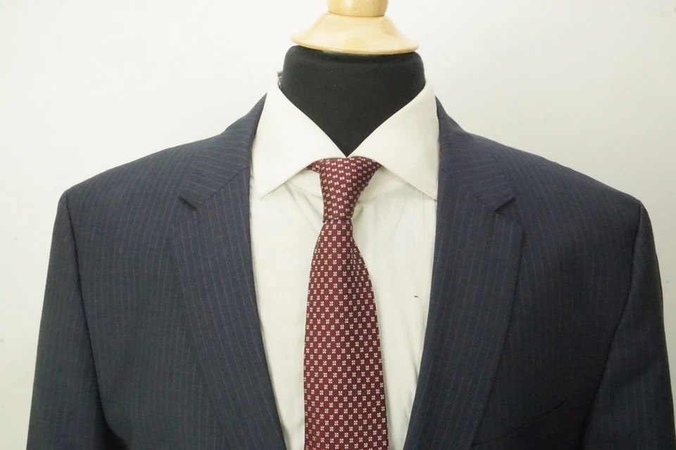 Hugo Boss The James/Sharp Blue Striped 100% Wool 2 Pc Suit Jacket Pants Sz 44L - Image 2 of 4