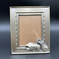 Carr Baby Picture Frame 5x4 Pewter Finish Shoes Design Vintage Tabletop Decor