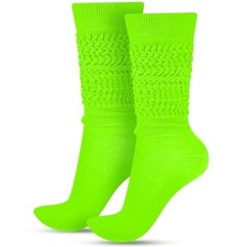 Geyoga Neon Slouch Socks,80s 90s Neon Women's Leg Warmers Extra Long Neon Green