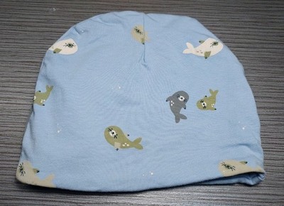 44/45 cm, blau, Motiv Robbe, Mütze, Baby