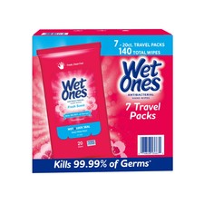 Wet Ones Antibacterial Hand Wipes Travel Pack Fresh Scent 7 pk 20 ct