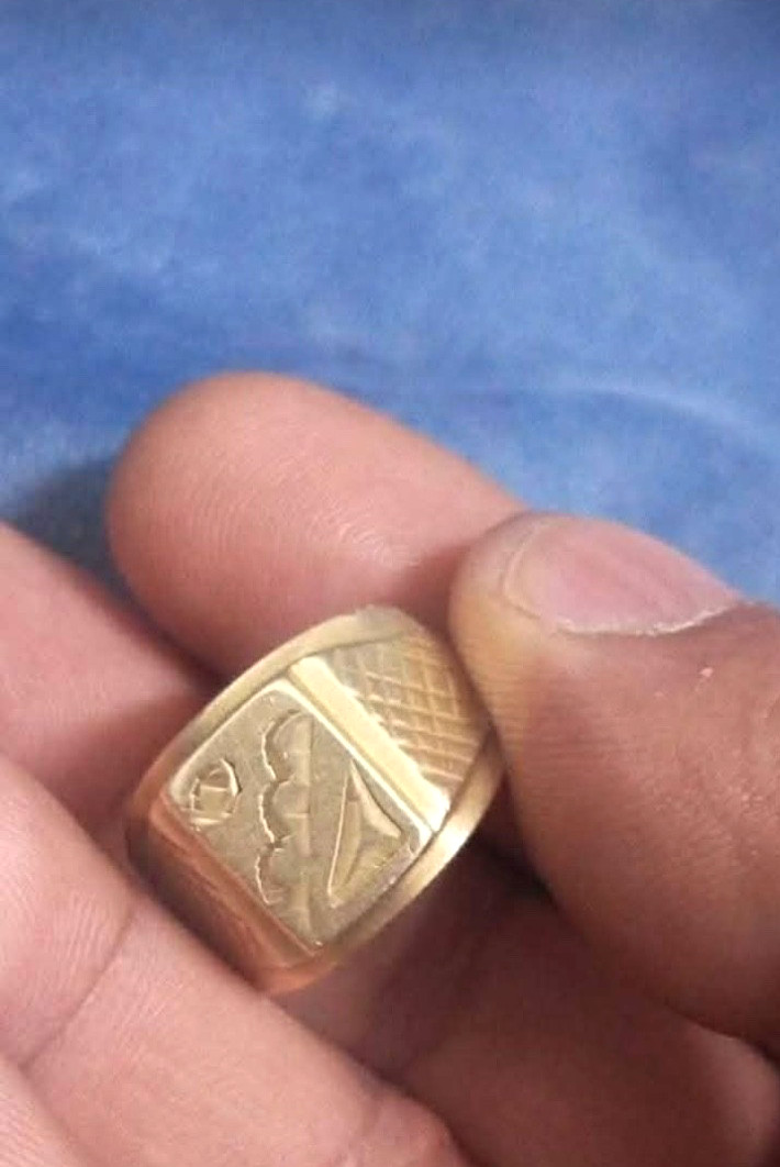 Classic Copper Ring with Geometric Patterns - Ant… - image 1