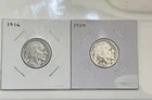 1916 & 1924 U.S. Buffalo Nickels Old Antique Indian Head 5 Cent Coins