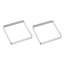 2pcs Perforated Cake Ring 4.72" Stainless Steel Square Tartlet Ring