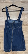 Y2K BDG Urban Outfitters Denim Zip Front Mini Dress Blue Jean Pinafore Size S