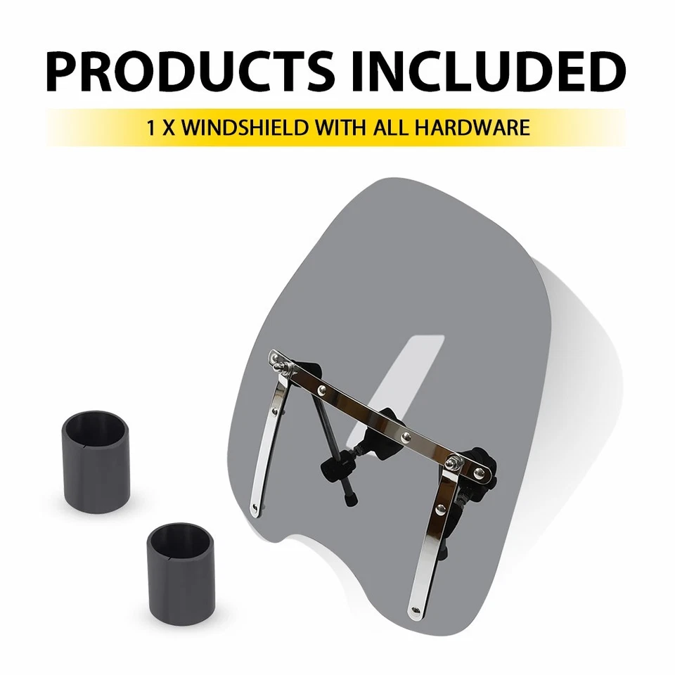 19"x17" Humo Para Parabrisas Moto Ajuste 7/8" 1" 1.25" Manillar Universal Foto 3 de 4