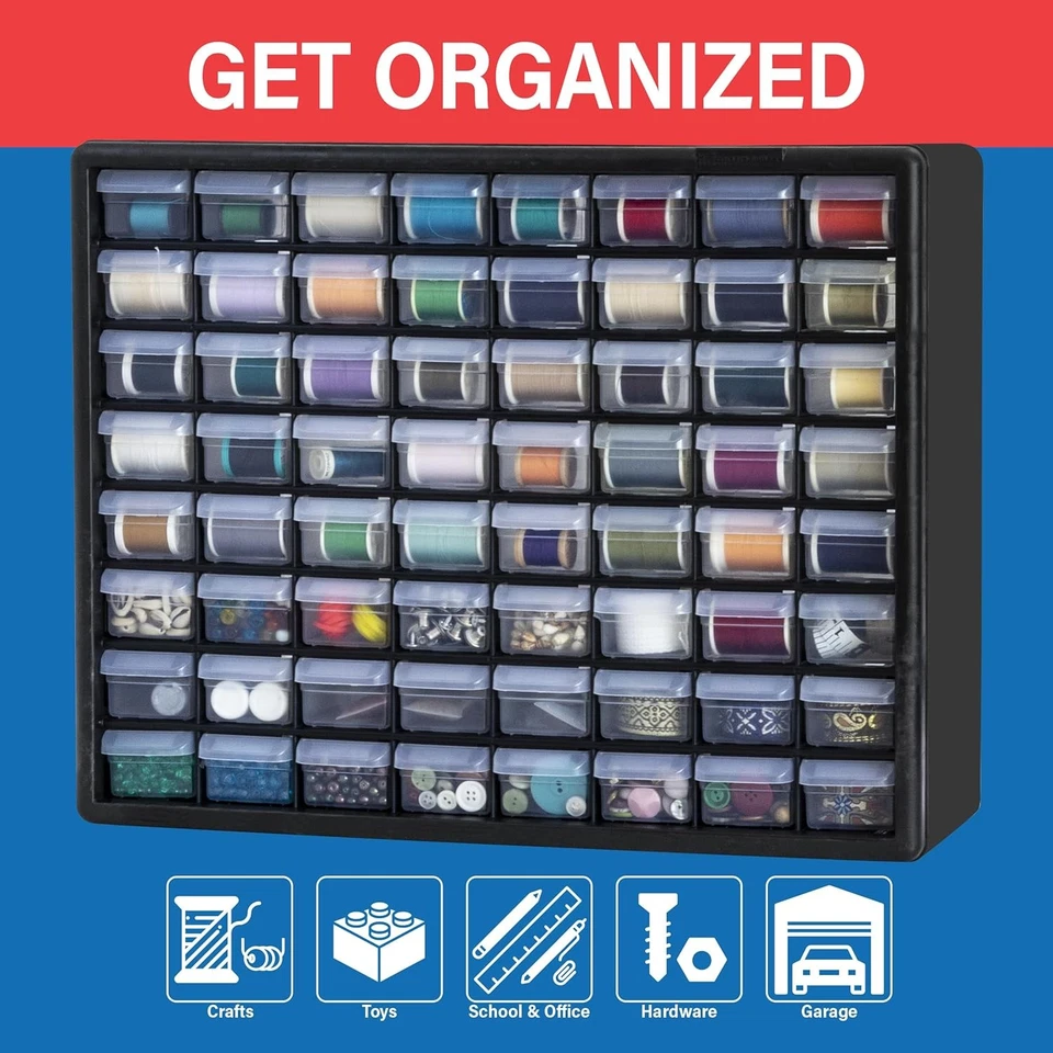 Akro-Mils 64-Drawer Plastic Drawer Storage Cabinet for 64 Drawer, Black  - Image 4 of 4