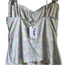 NWT Jessica Simpson Blue Pink Print Lace Trim 2 Piece Cami Short Set Large