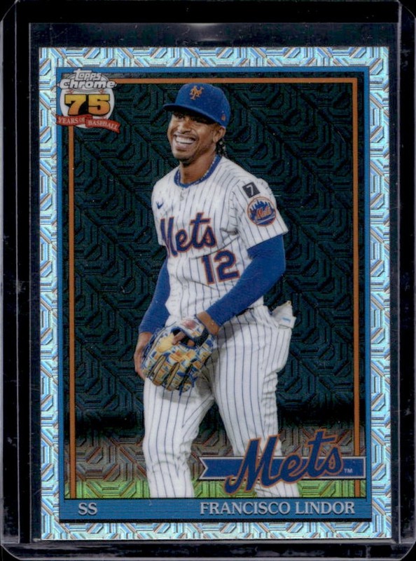 2026 Topps Francisco Lindor 1991 Chrome Silver Pack Mojo Refractor #91C-90
