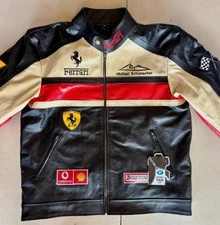 Ferrari Formula F1 Motorbike Men’s 90s Cowhide Real Leather Motorcycle Jacket