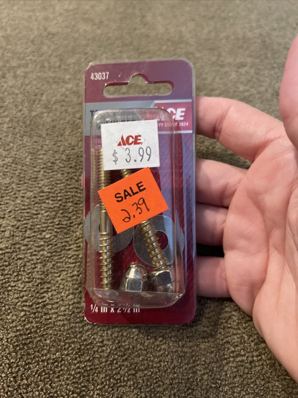 Toilet Screw Set Mounting Bowl to Floor Mount 1/4