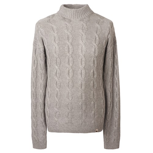 Alpaca Cable Knit Roll Neck Jumper Size 