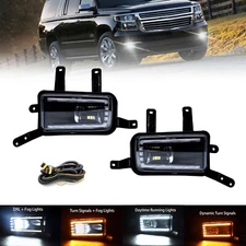 LED Fog Lights Lamps with DRL For 2015-2020 Chevy Tahoe Suburban GMC Yukon XL