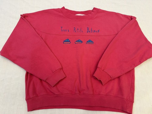 Vintage Preview International Raspberry Pink Crewneck Trois Petits Bateau Boats - Picture 2 of 20