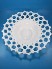 Vintage White Milk Glass Open Lacey 10” Bowl Discounted