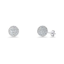 Full Ball Stud Earrings CZ 925 Sterling Silver 8mm