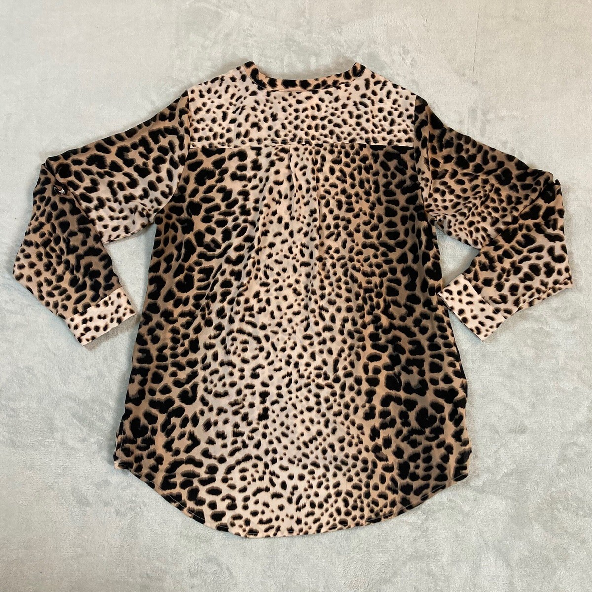 Apt. 9 Womens Size L Leopard Animal Print Hi-Lo Blouse 1/3 Front 