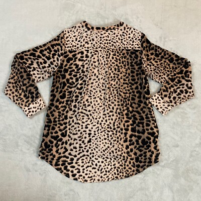 Apt. 9 Womens Size L Leopard Animal Print Hi-Lo Blouse 1/3 Front 