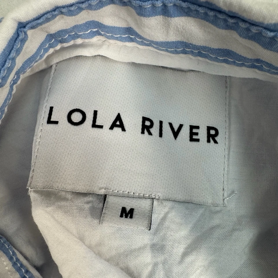 Camisa Lola River a Rayas Cuello Abotonado Mujer Talla M Azul Blanco Foto 3 de 4