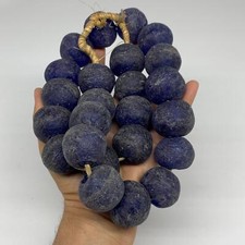 2.1 lbs, 25mm-30mm, 1 Strand, 24 beads, Blue Sea Glass Beads, B35677