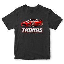 Custom Red Sports Car Boys T Shirt shirt Personalised Birthday Kids sportscar...
