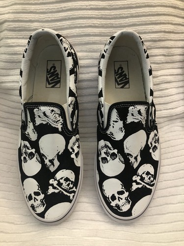 skull vans slip ons