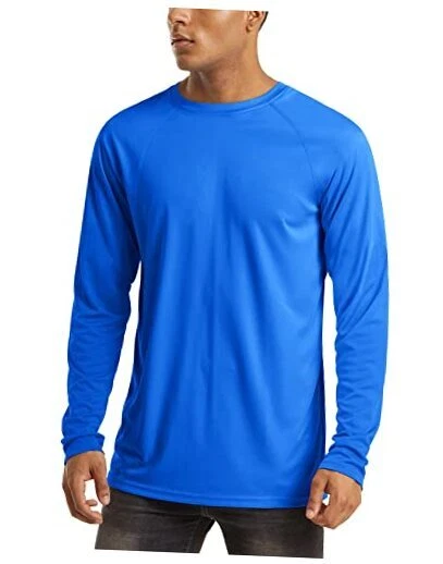 Men's Long Sleeve Shirts UPF 50+ UV Sun Protection X-Large Bright Blue