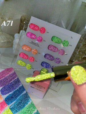 Glitter Sequins Nail Gel Polish Color Full Coverage Nail Art Soak UV Gel Varnish
