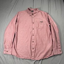 Oakley Shirt Mens Large Red Button Up Long Sleeve Pocket Embroidered Logo
