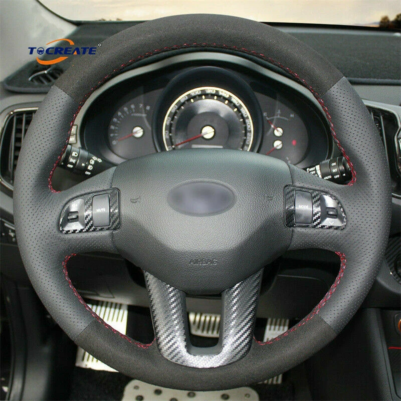Hágalo usted mismo Cubierta de volante de gamuza de cuero negro para Kia Sportage 3 2011-2015 #TA05 Foto 2 de 4