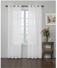 2 X Curtain Panel Odor Neutralizing Voile Solid Sheer Grommet White 95L X 59W