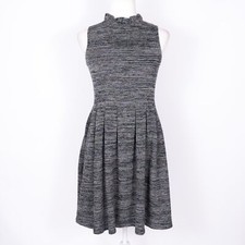 Ganni Ruffle Collar Sleeveless Fit & Flare Knit Mini Dress Heather Gray size XS