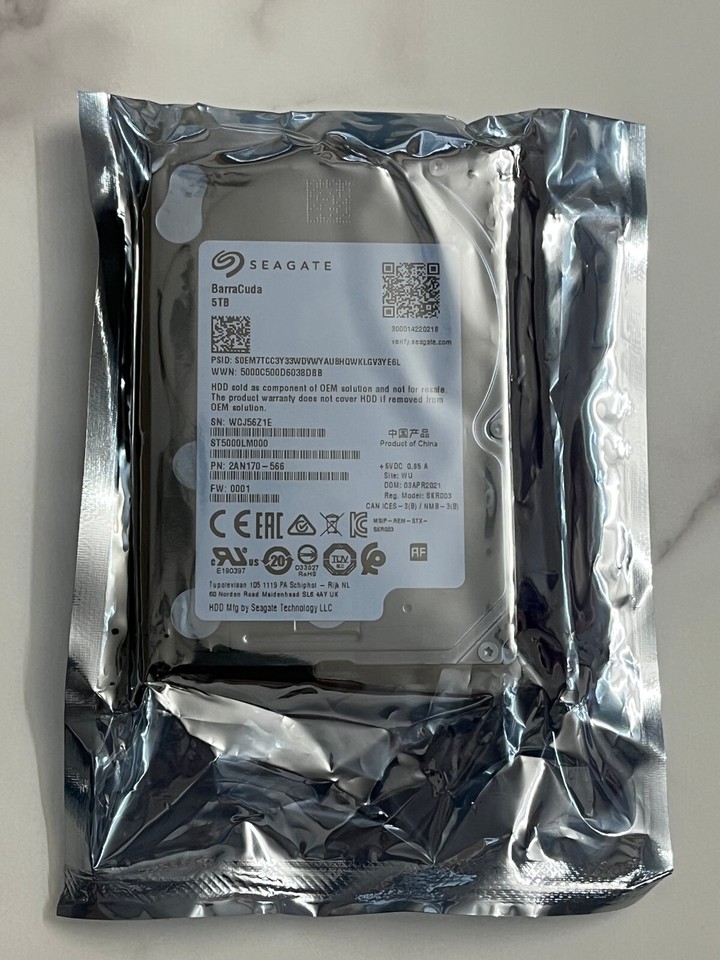 Seagate BarraCuda 5TB Internal Hard Drive – 2.5 Inch SATA, 5400 RPM, 128MB Cache For PC & Desktop