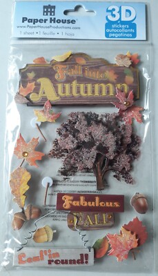 PAPER HOUSE 3D FALL/ AUTUMN STICKER SET~FALL~LEAVES~ACORN | eBay