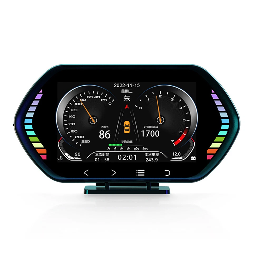 Car HUD Gauge Digital Head up Display Dual System OBD2 GPS Speedometer Alarm - Imagem 4 de 4