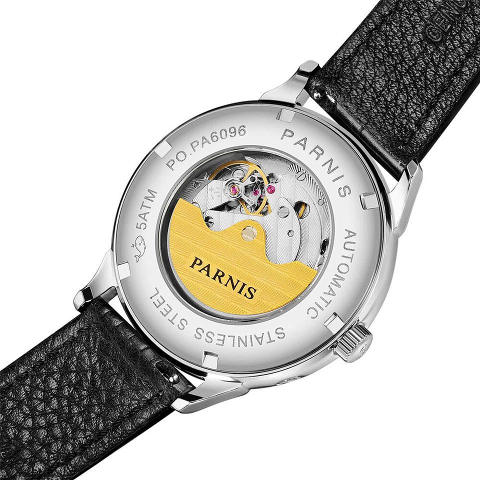 Parnis 42mm Blue Dial Power Reserve Automatic Mechanical Men  Watch Date Display - Image 3 of 4