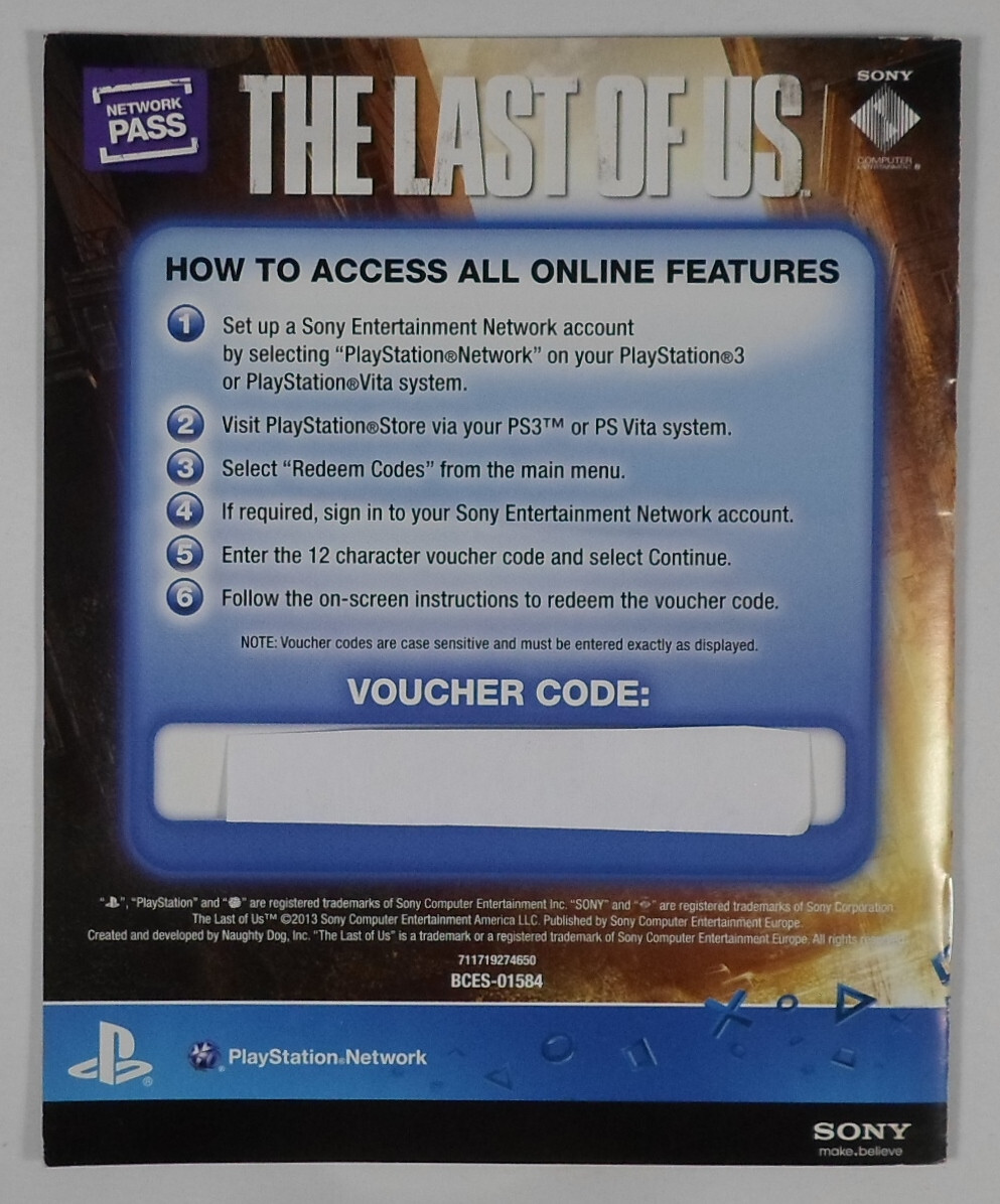 The Last Of Us PS3 Manual (BCES-01584) : Sony Computer