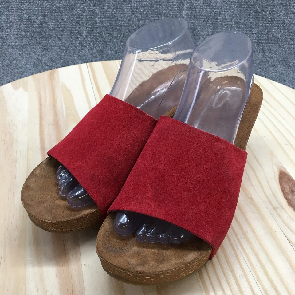 Chocolat Blu Sandals Womens 40 Riverside Wedge Slides Red Suede Casual Slip On - Image 3 of 4