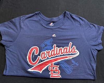 ST. LOUIS CARDINALS Logo Majestic Blue MLB T-Shirt Women's XL | eBay