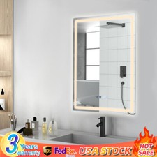 Modern Bathroom Mirror With LED Light Wall Mount Dimmable Mirror Fast Defogging