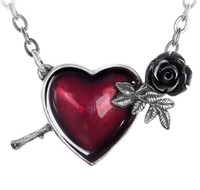 Alchemy Gothic Liebes-Schmerz Herz AnhäNger Halskette Rot Schwarz P848