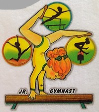 Original Vintage Jr. Gymnast Gymnastics Glitter Iron On Transfer