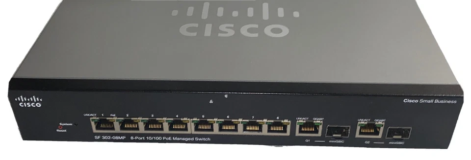 Cisco SF302-08MP 8-Port 10/100 Maximum PoE Managed Switch, NO Power Supply USED - Image 2 of 4