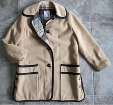 Vintage Penguin Wool Overcoat Jacket Women's Size 10 Plaid Lined Collared Tan