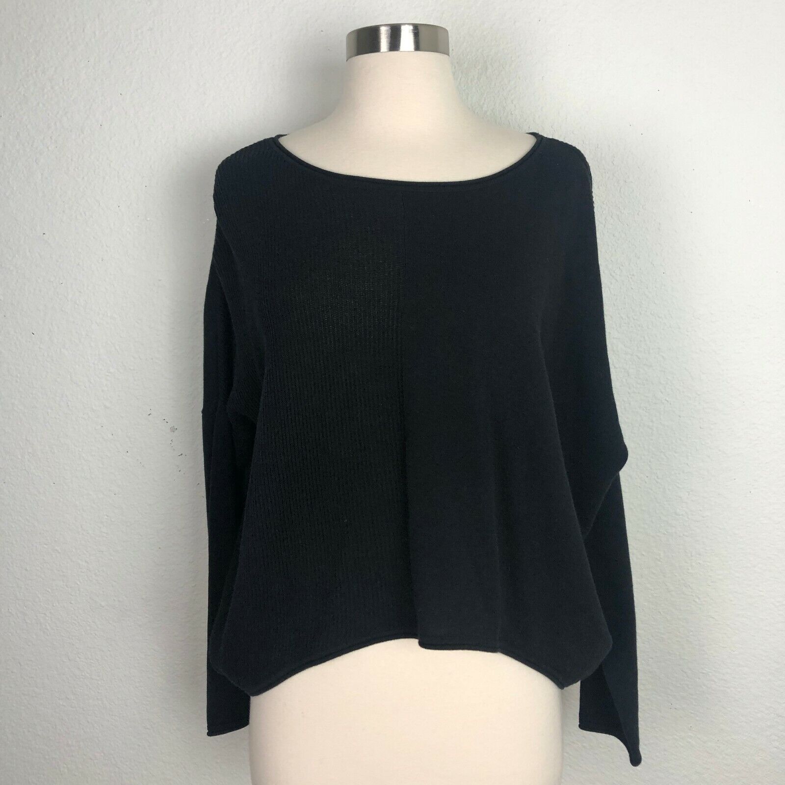 Stella Carakasi XS Black Asymmetrical Knit Long Sleeve Knit Top ShirtT