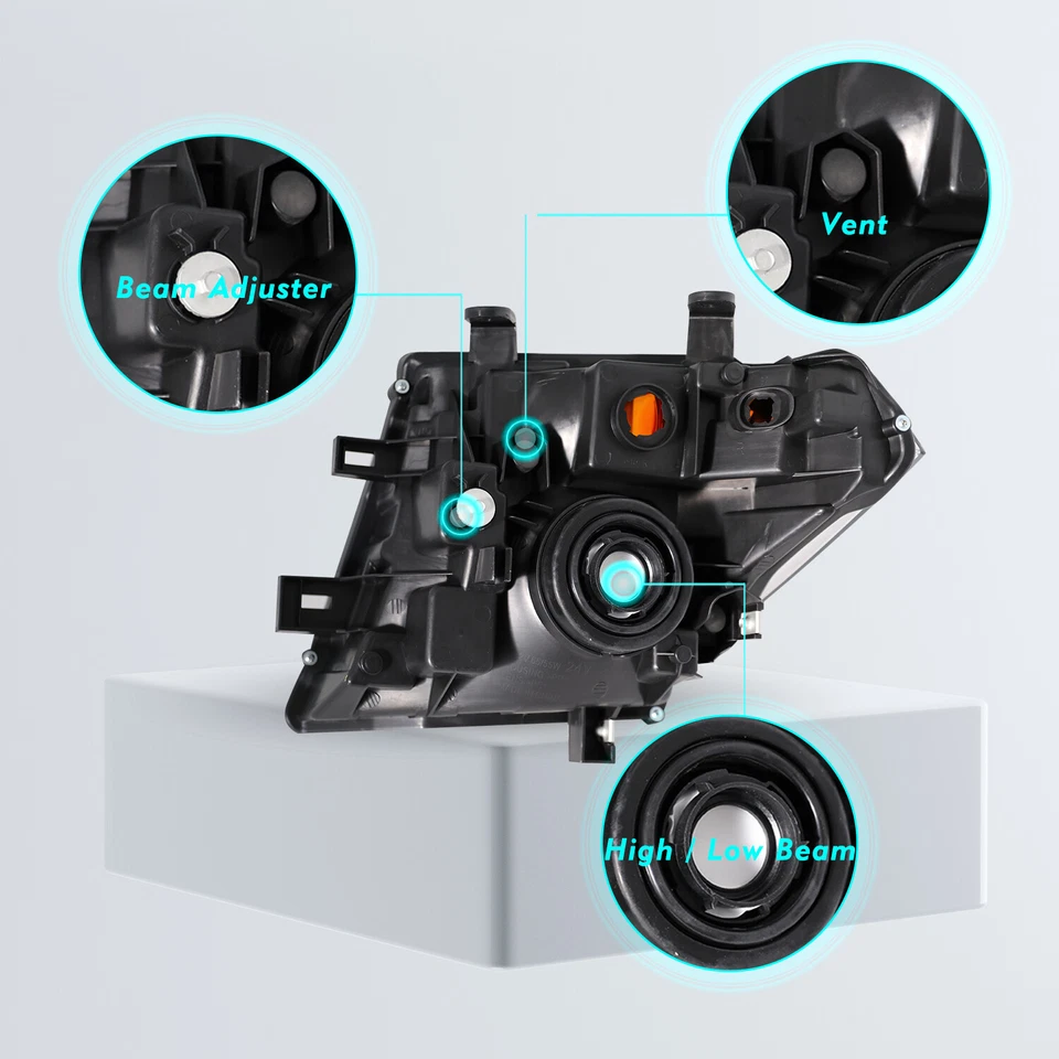 For 2005-2008 Nissan Frontier 2005-07 Pathfinder Black Halogen Headlights Lamps - Image 3 of 4