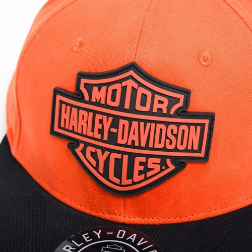 Harley Davidson Moto Bar & Shield Fitted Baseball Hat Orange Cap Sz 3XL (7 3/4) - Picture 6 of 10