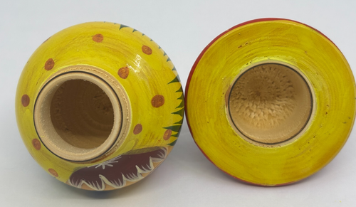 Kleine Schmuckschatulle in Personenform aus Holz mit Deckel handbemalt russisch? 4,25 zoll ht - Bild 8 von 16