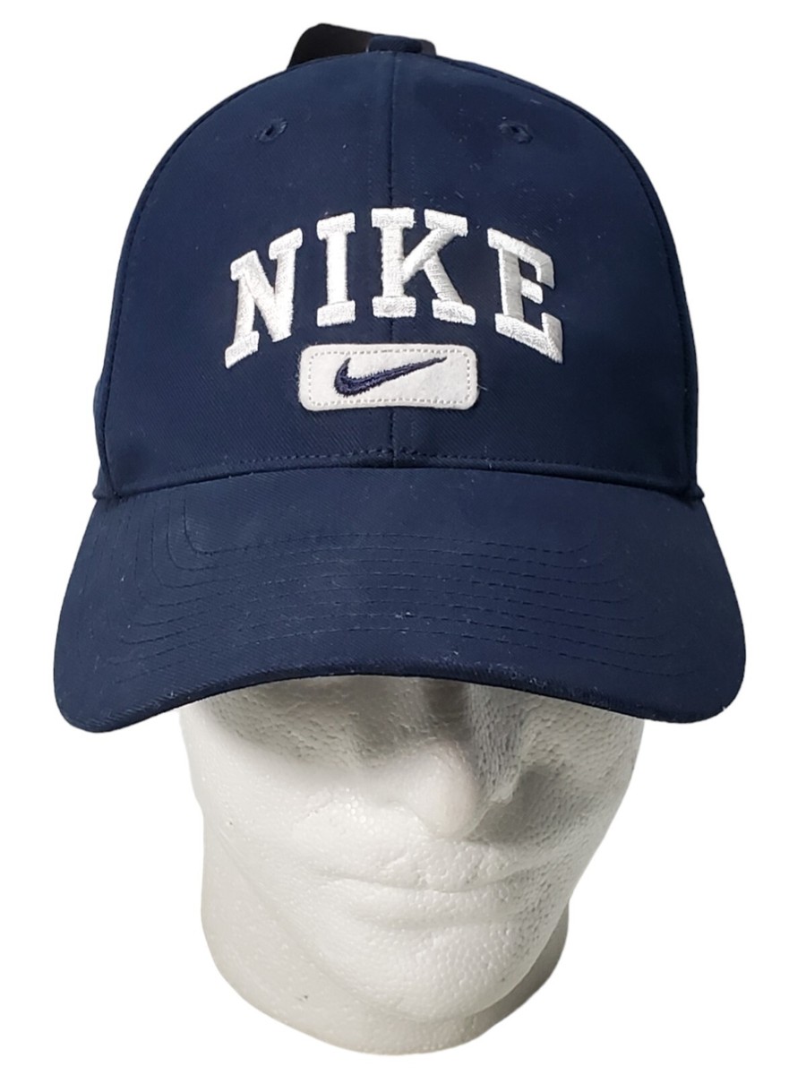 Vintage Nike Men's Embroidered Adjustable Navy Blue Hat Swoosh